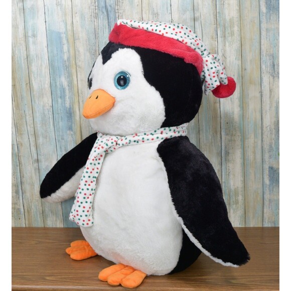 Jumbo Penguin 28" Christmas Plush Stuffed Animal Holiday One of a Kind GOFFA - Picture 2 of 16